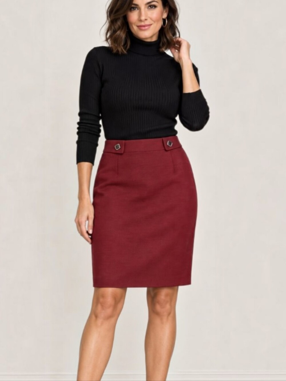 Antonio Melani Garnet Red Textured Pencil Skirt – Size 8 (NWT)